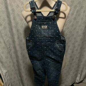 OshKosh B'gosh Blue Denim Overalls with White Dots